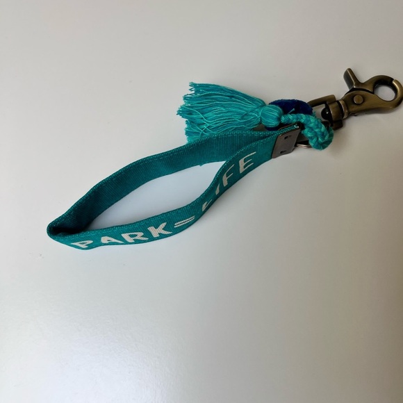 Dog lover keychain. ‘Park=Life.’ Antique brass clip. Pompoms. - Picture 4 of 5